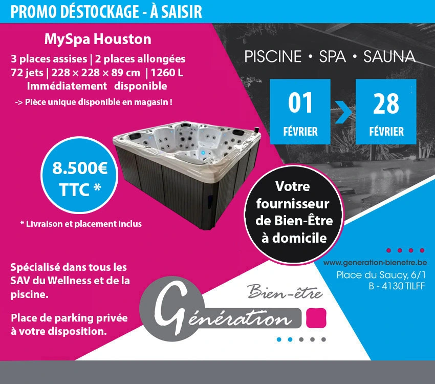 Promotions Magasin spas et saunas Génération Bien-Être Tilff (Liège)
